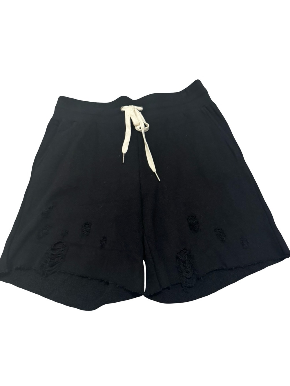 n:PHILANTHROPY Black Distressed Drawstring Bermuda Shorts